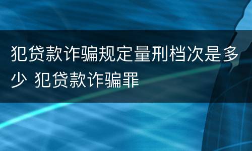 犯贷款诈骗规定量刑档次是多少 犯贷款诈骗罪