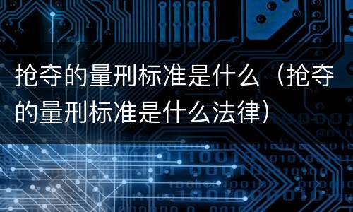 抢夺的量刑标准是什么（抢夺的量刑标准是什么法律）