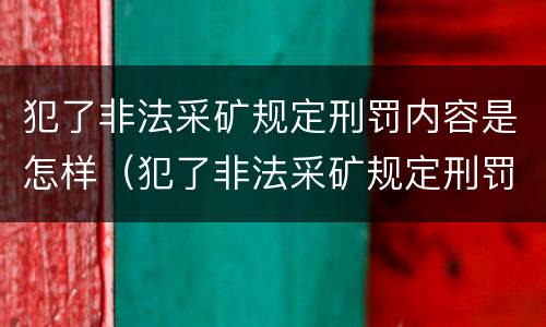 犯了非法采矿规定刑罚内容是怎样（犯了非法采矿规定刑罚内容是怎样写的）