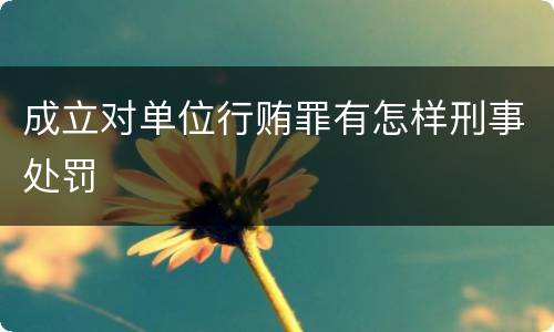 成立对单位行贿罪有怎样刑事处罚