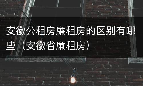 安徽公租房廉租房的区别有哪些（安徽省廉租房）