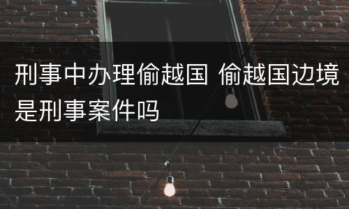 刑事中办理偷越国 偷越国边境是刑事案件吗