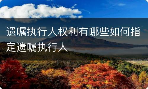 遗嘱执行人权利有哪些如何指定遗嘱执行人
