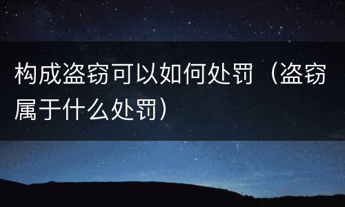 构成盗窃可以如何处罚（盗窃属于什么处罚）