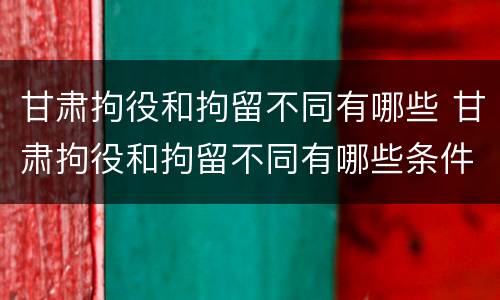 甘肃拘役和拘留不同有哪些 甘肃拘役和拘留不同有哪些条件