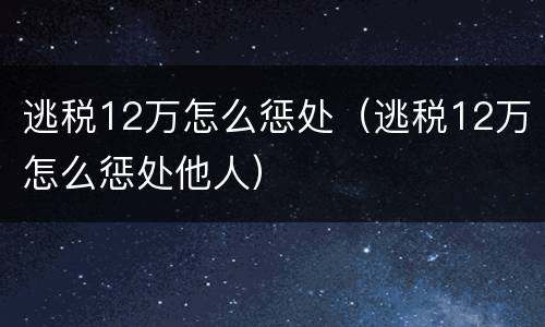 逃税12万怎么惩处（逃税12万怎么惩处他人）