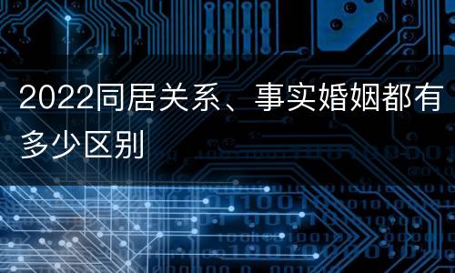 2022同居关系、事实婚姻都有多少区别