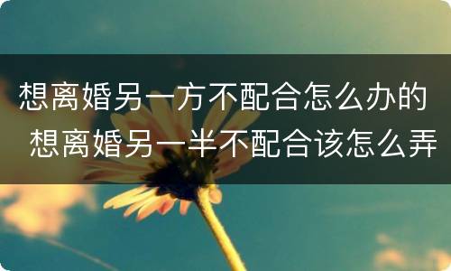 想离婚另一方不配合怎么办的 想离婚另一半不配合该怎么弄?