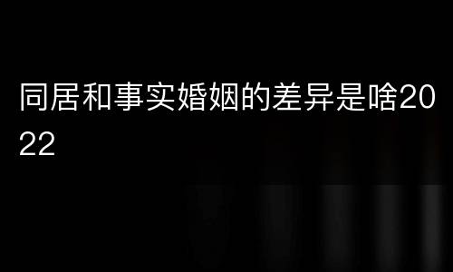 同居和事实婚姻的差异是啥2022