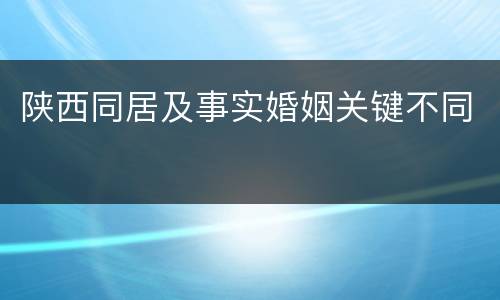 陕西同居及事实婚姻关键不同