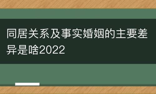 同居关系及事实婚姻的主要差异是啥2022