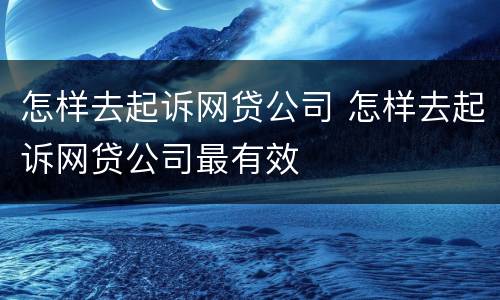 怎样去起诉网贷公司 怎样去起诉网贷公司最有效