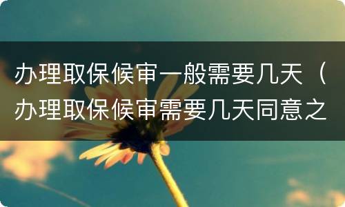 办理取保候审一般需要几天（办理取保候审需要几天同意之后要办理多久）