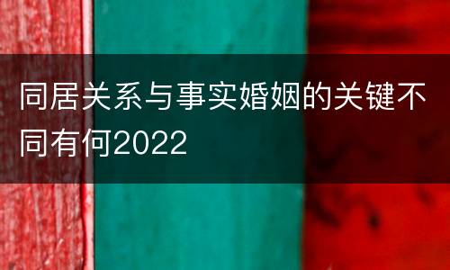 同居关系与事实婚姻的关键不同有何2022