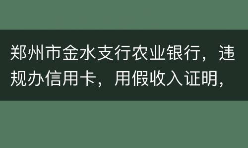 郑州市金水支行农业银行，违规办信用卡，用假收入证明，假行车证，没面签，办信用卡，