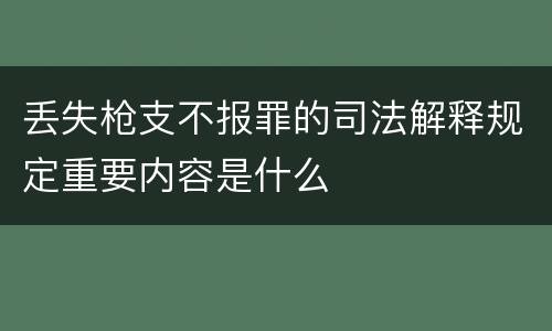 丢失枪支不报罪的司法解释规定重要内容是什么