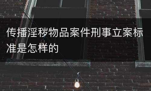 传播淫秽物品案件刑事立案标准是怎样的