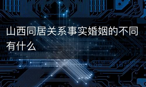 山西同居关系事实婚姻的不同有什么