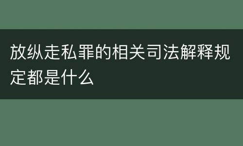 放纵走私罪的相关司法解释规定都是什么
