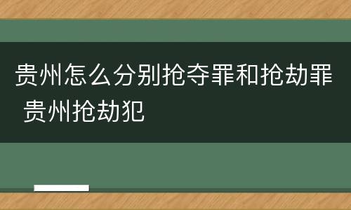 贵州怎么分别抢夺罪和抢劫罪 贵州抢劫犯