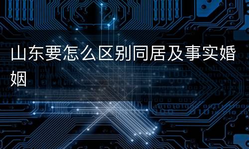 山东要怎么区别同居及事实婚姻