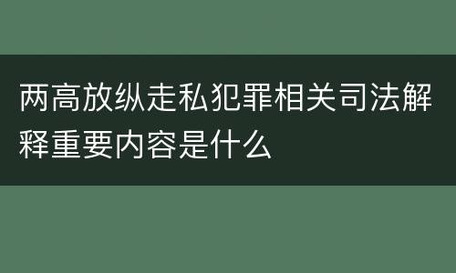 两高放纵走私犯罪相关司法解释重要内容是什么