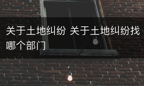 关于土地纠纷 关于土地纠纷找哪个部门