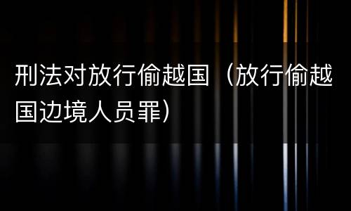 刑法对放行偷越国（放行偷越国边境人员罪）