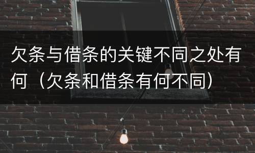 欠条与借条的关键不同之处有何（欠条和借条有何不同）