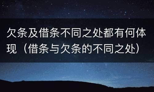 欠条及借条不同之处都有何体现（借条与欠条的不同之处）