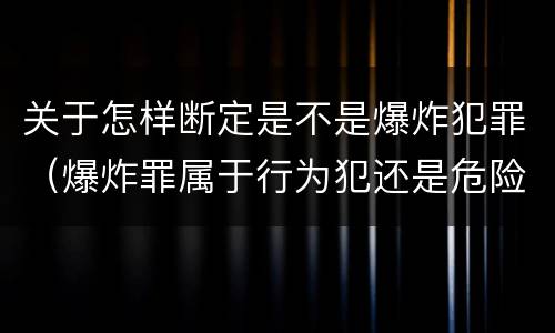 关于怎样断定是不是爆炸犯罪（爆炸罪属于行为犯还是危险犯）