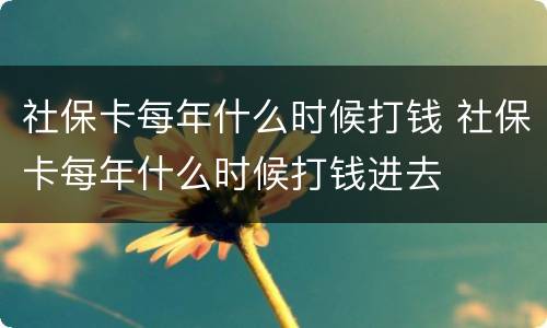 社保卡每年什么时候打钱 社保卡每年什么时候打钱进去