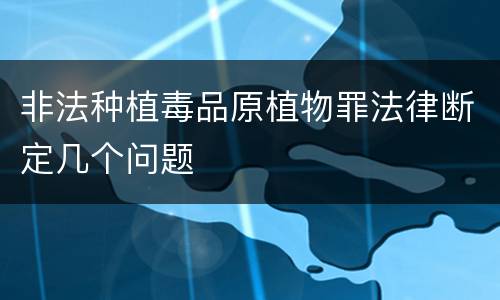 非法种植毒品原植物罪法律断定几个问题