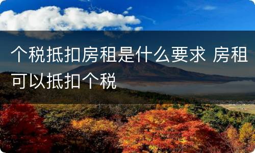 个税抵扣房租是什么要求 房租可以抵扣个税