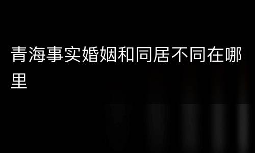 青海事实婚姻和同居不同在哪里