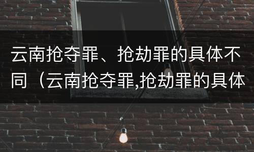 云南抢夺罪、抢劫罪的具体不同（云南抢夺罪,抢劫罪的具体不同案例）