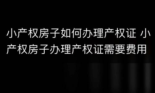 小产权房子如何办理产权证 小产权房子办理产权证需要费用吗