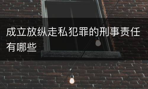 成立放纵走私犯罪的刑事责任有哪些
