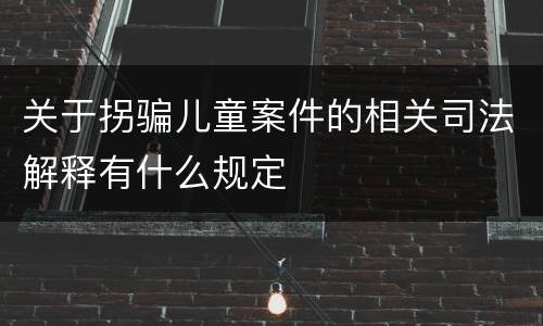 关于拐骗儿童案件的相关司法解释有什么规定