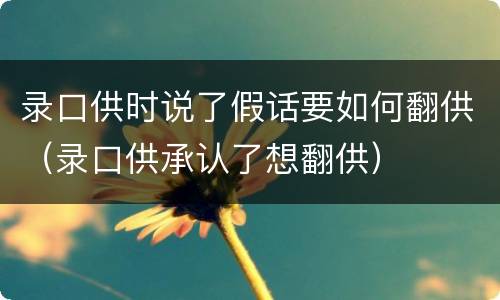 录口供时说了假话要如何翻供（录口供承认了想翻供）