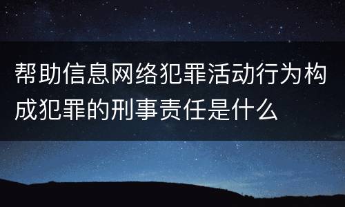 帮助信息网络犯罪活动行为构成犯罪的刑事责任是什么