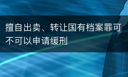 擅自出卖、转让国有档案罪可不可以申请缓刑