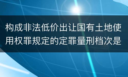 构成非法低价出让国有土地使用权罪规定的定罪量刑档次是多少