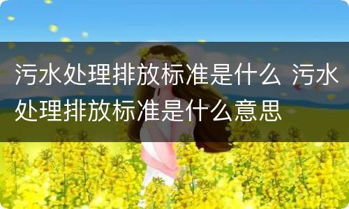 污水处理排放标准是什么 污水处理排放标准是什么意思