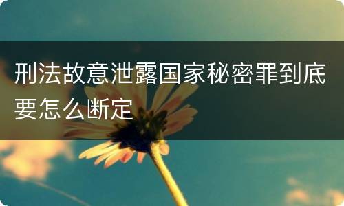 刑法故意泄露国家秘密罪到底要怎么断定