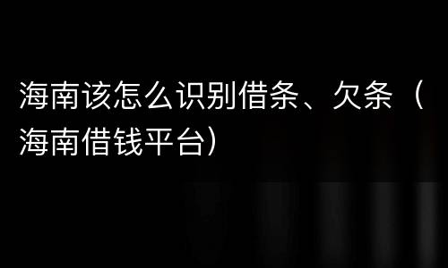 海南该怎么识别借条、欠条（海南借钱平台）