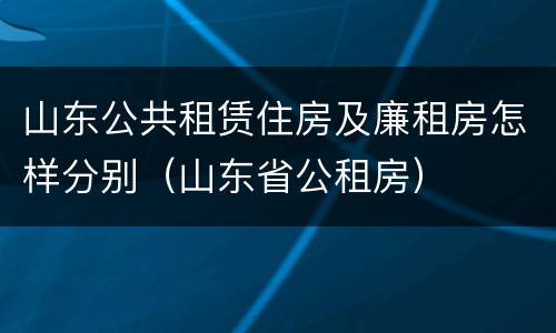 山东公共租赁住房及廉租房怎样分别（山东省公租房）
