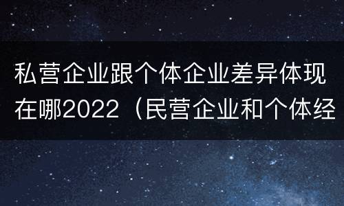 私营企业跟个体企业差异体现在哪2022（民营企业和个体经济的区别）