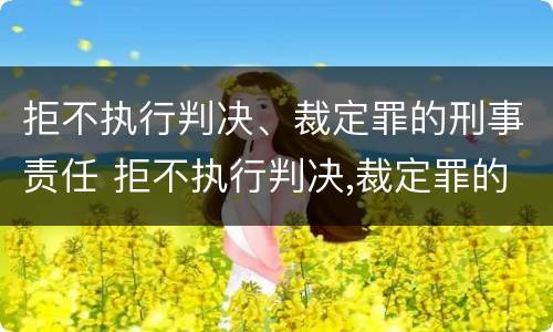拒不执行判决、裁定罪的刑事责任 拒不执行判决,裁定罪的刑事责任主体