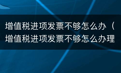 增值税进项发票不够怎么办（增值税进项发票不够怎么办理）